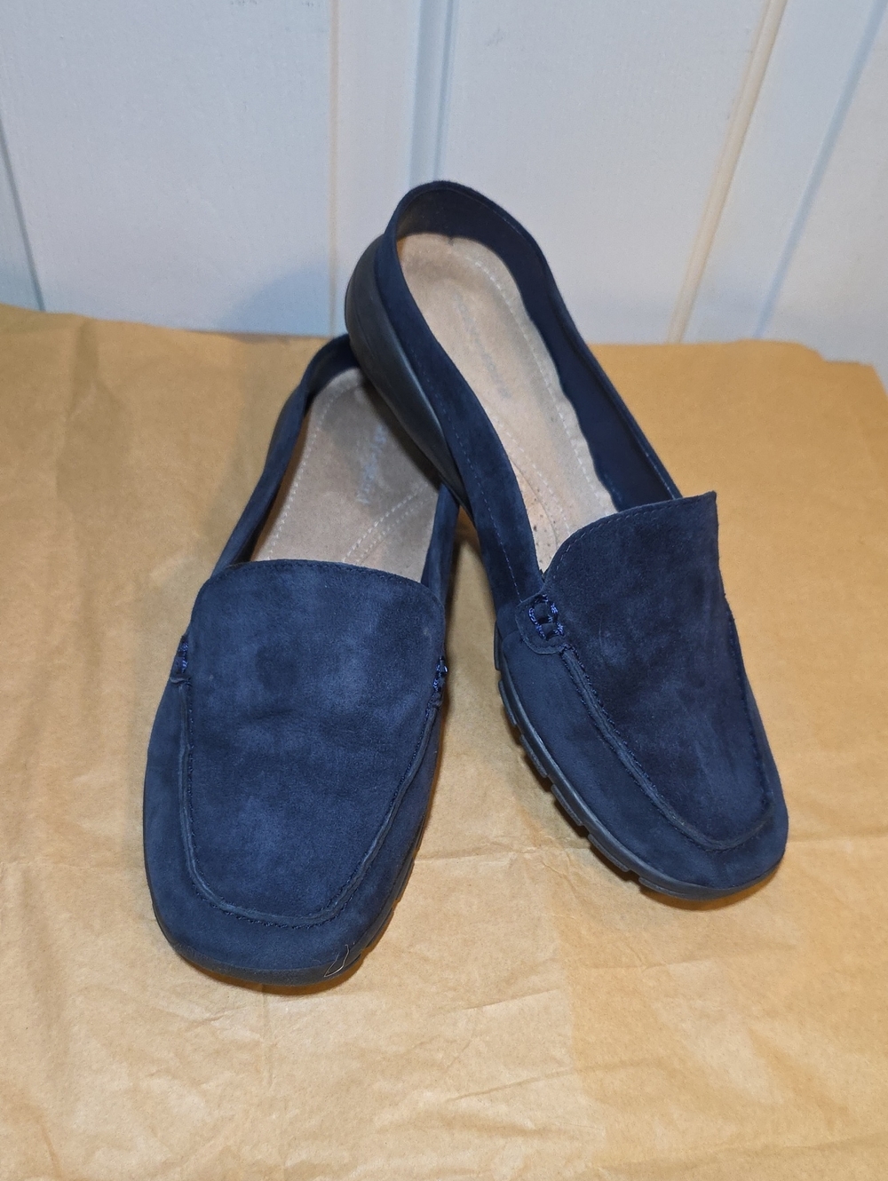 Easy Spirit Navy Suede Slip-On Mules